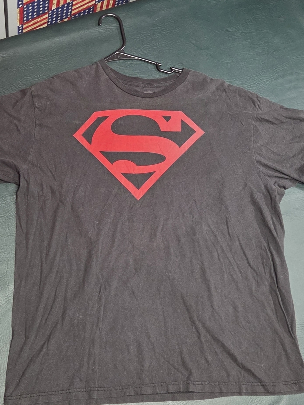 **DC Comics Superman Gray Short Sleeve Tee with Faded Logo**